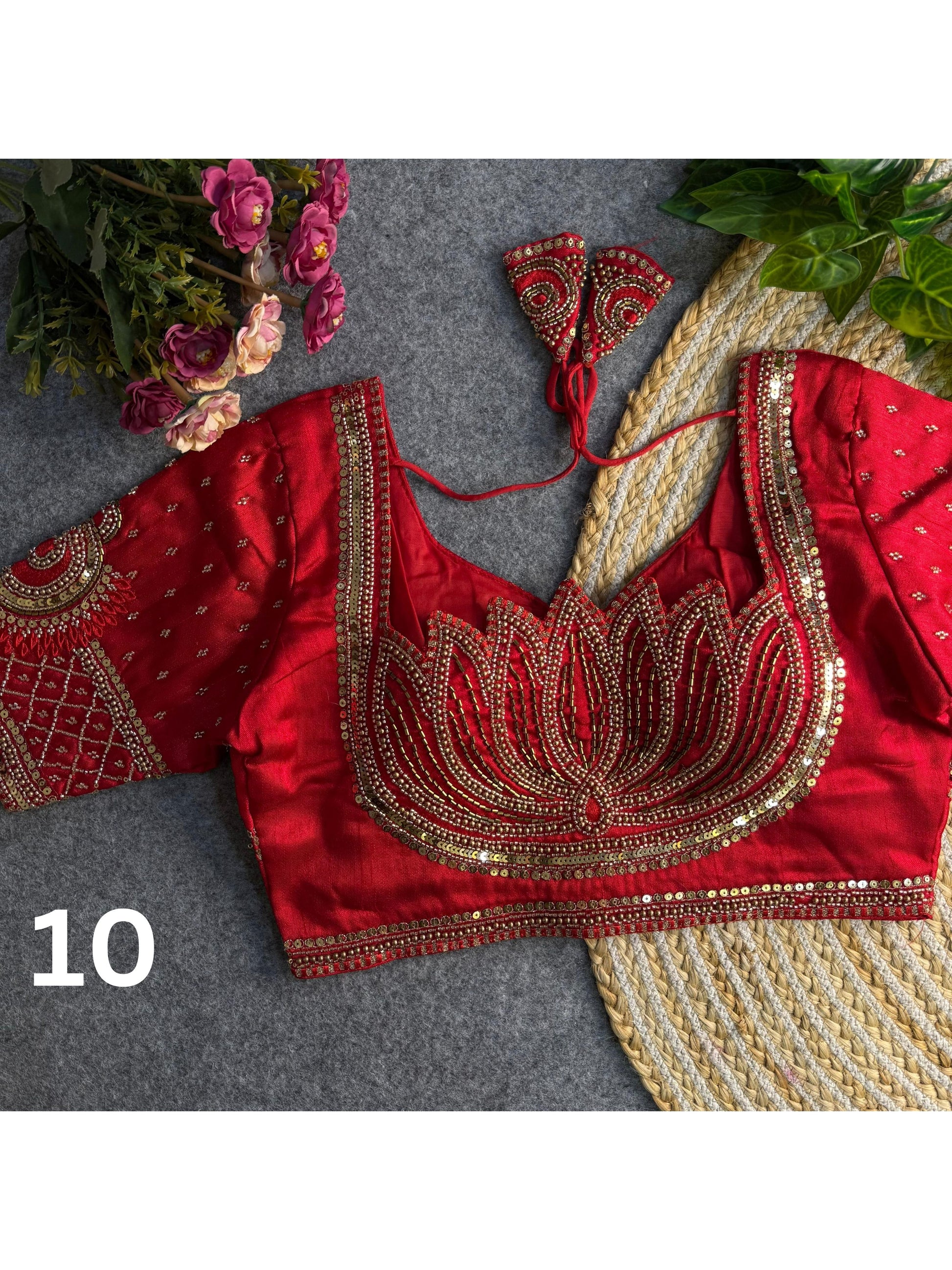 Lotus Beads Work Designer Blouse