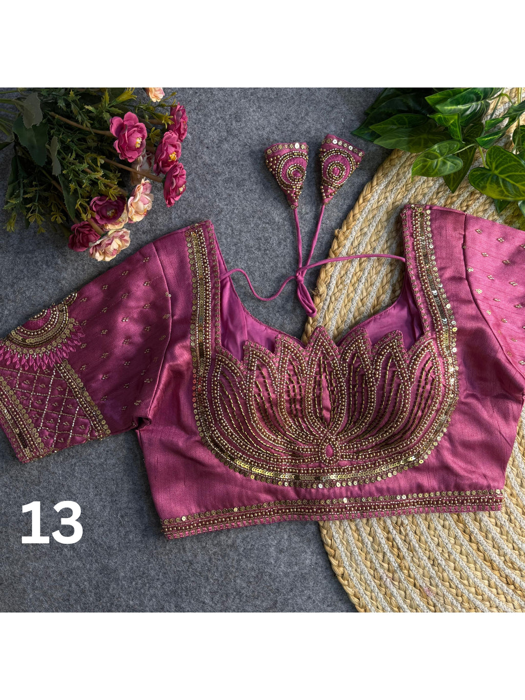 Lotus Beads Work Designer Blouse