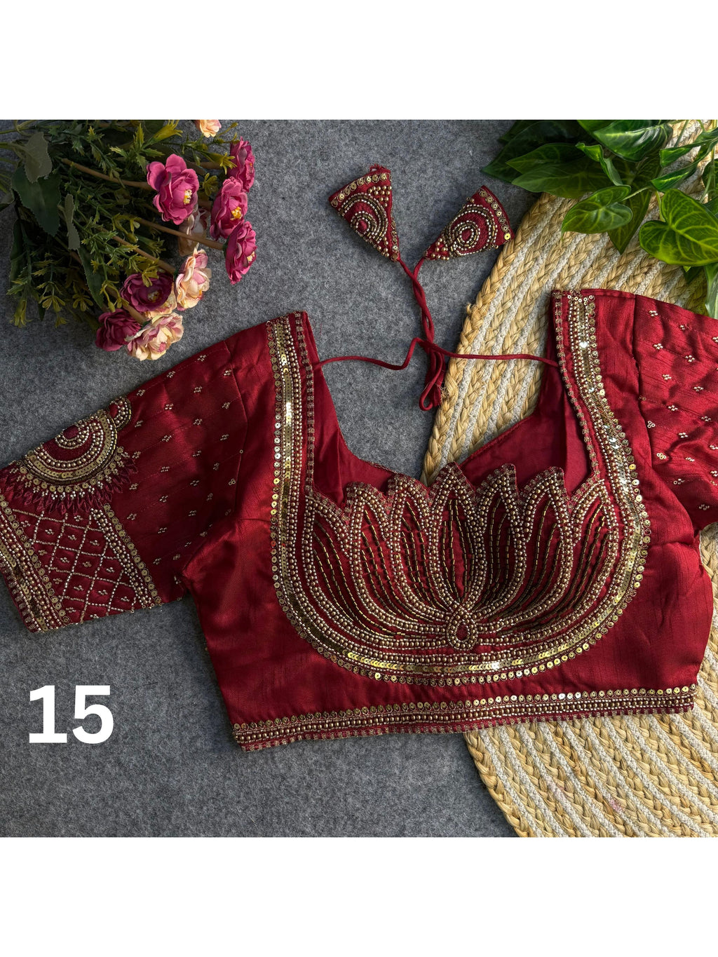 Lotus Beads Work Designer Blouse