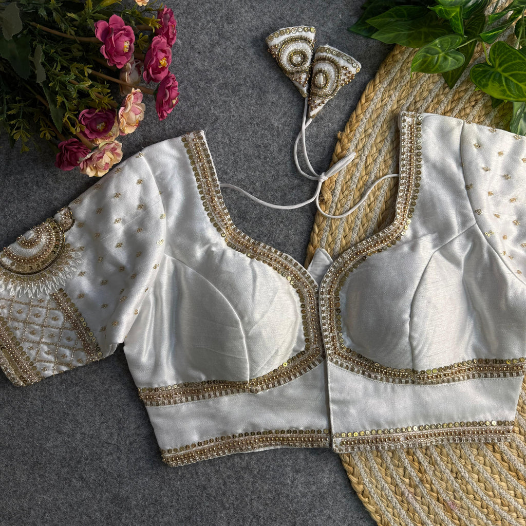 Lotus Beads Work Designer Blouse