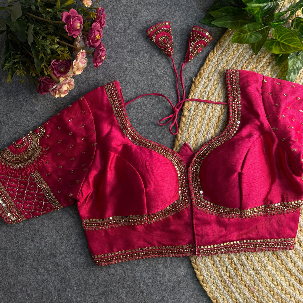 Lotus Beads Work Designer Blouse