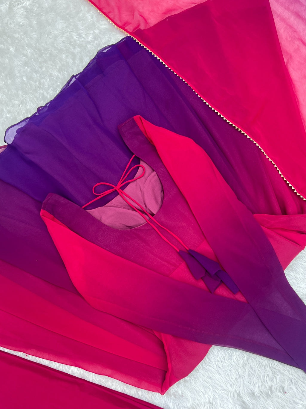 Georgette Pink Ombre Anarkali Set